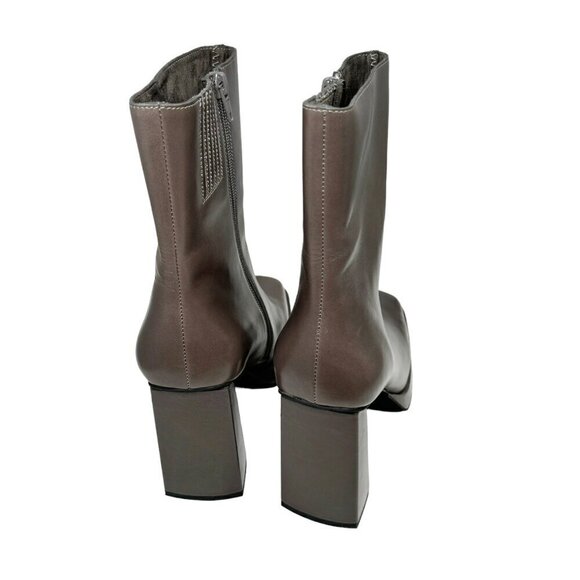 Jeffrey Campbell Maximal-Lo Booties in Taupe Leather Square Toe Size 10 - Picture 3 of 4